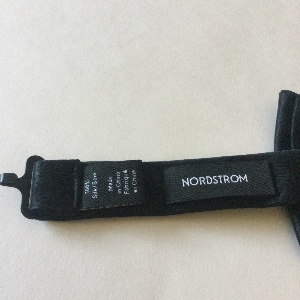 NORDSTROM MENS SILK SATIN PRE-TIED BOW TIE BLACK NWOT - Picture 11 of 13